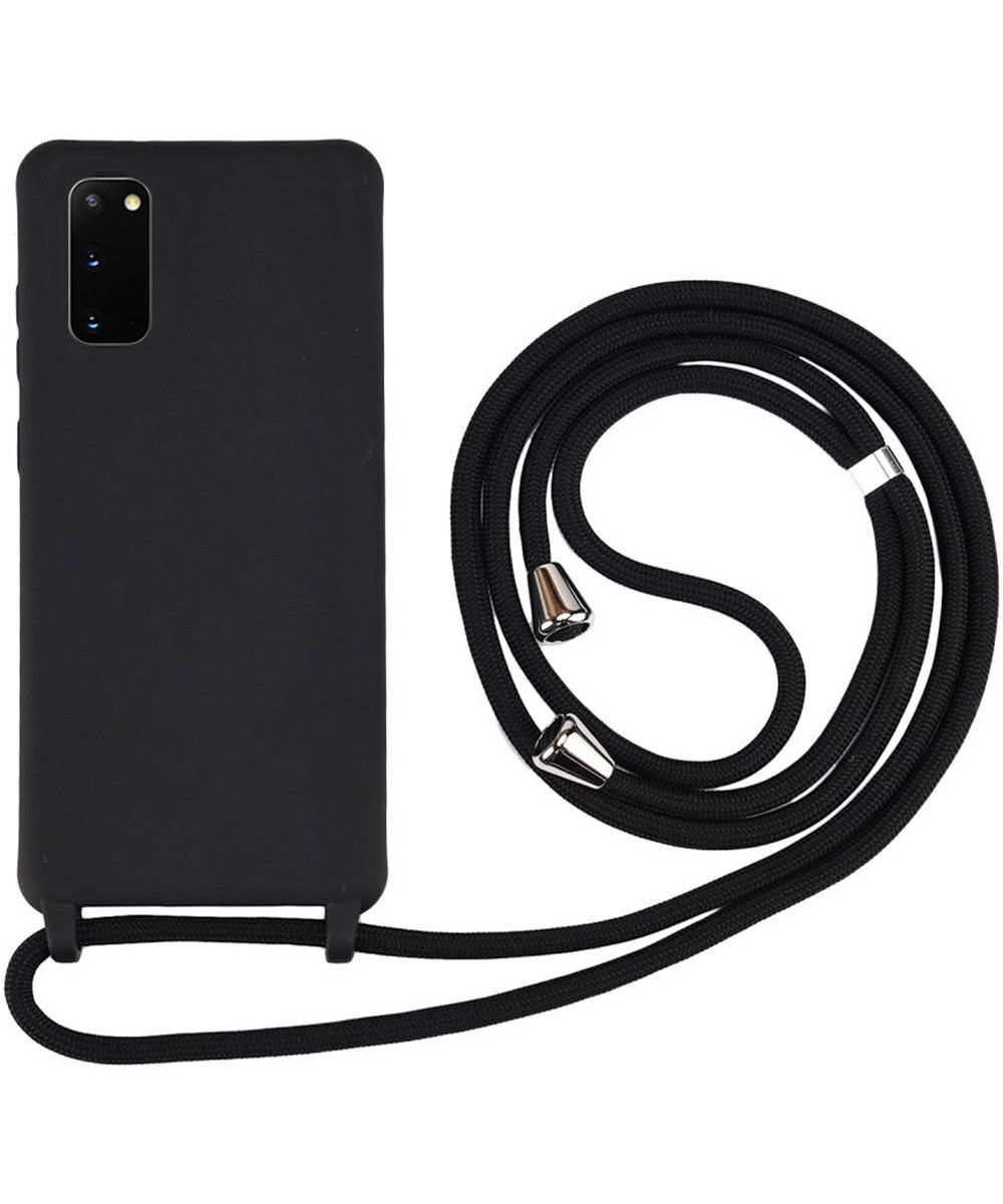 Samsung Galaxy S20 Hoesje Back Cover Flexibel TPU met Koord Zwart afbeelding 1