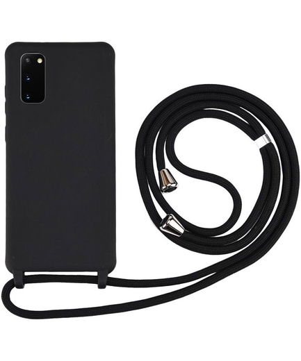 Samsung Galaxy S20 Hoesje Back Cover Flexibel TPU met Koord Zwart afbeelding 1