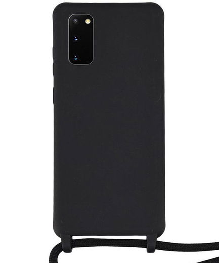 Samsung Galaxy S20 Hoesje Back Cover Flexibel TPU met Koord Zwart afbeelding 2