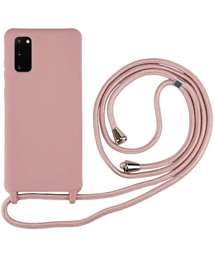 Samsung Galaxy S20 Hoesje Back Cover Flexibel TPU met Koord Roze afbeelding 1