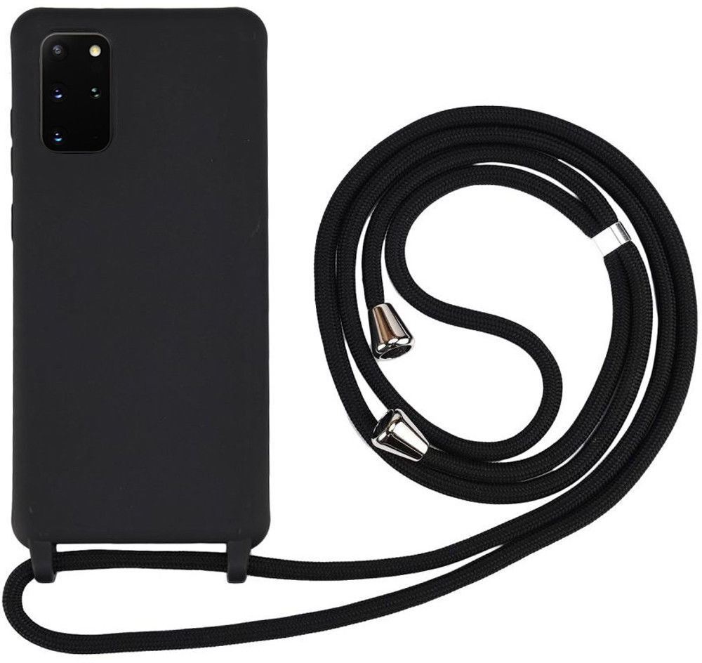 Samsung Galaxy S20 Plus Hoesje Back Cover Flexibel TPU met Koord Zwart afbeelding 1