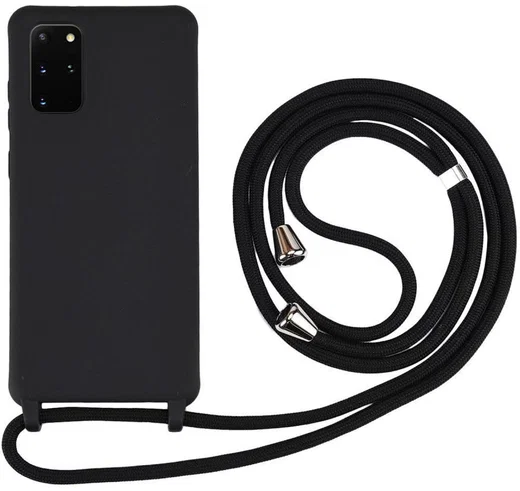 Samsung Galaxy S20 Plus Hoesje Back Cover Flexibel TPU met Koord Zwart afbeelding 1