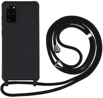 Samsung Galaxy S20 Plus Hoesje Back Cover Flexibel TPU met Koord Zwart