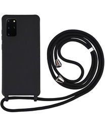 Samsung Galaxy S20 Plus Hoesje Back Cover Flexibel TPU met Koord Zwart afbeelding