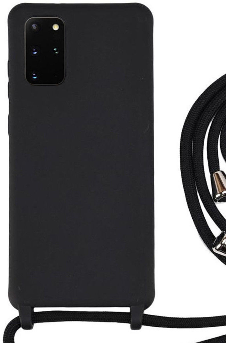 Samsung Galaxy S20 Plus Hoesje Back Cover Flexibel TPU met Koord Zwart afbeelding 2