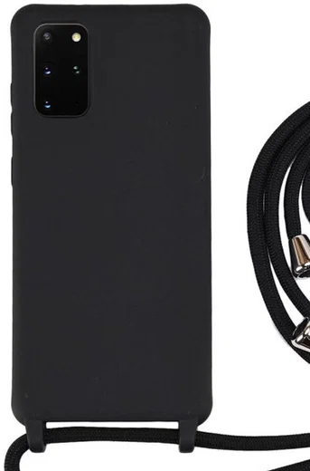Samsung Galaxy S20 Plus Hoesje Back Cover Flexibel TPU met Koord Zwart afbeelding 2