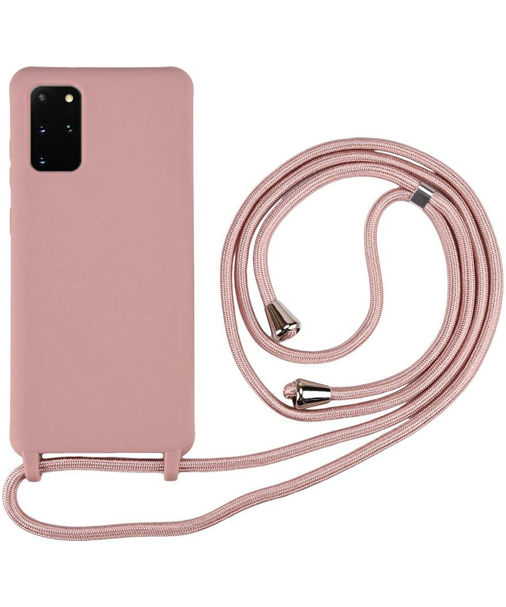 Samsung Galaxy S20 Plus Hoesje Back Cover Flexibel TPU met Koord Roze afbeelding 1
