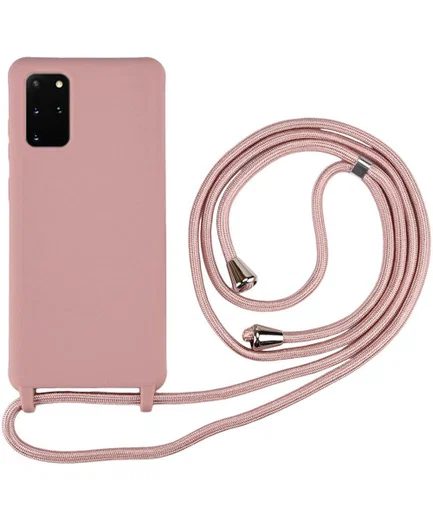 Samsung Galaxy S20 Plus Hoesje Back Cover Flexibel TPU met Koord Roze afbeelding 1