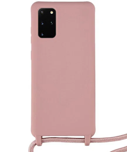 Samsung Galaxy S20 Plus Hoesje Back Cover Flexibel TPU met Koord Roze afbeelding 2