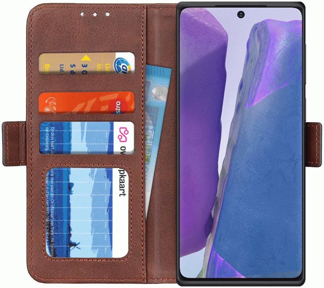 Samsung Galaxy Note 20 Hoesje Portemonnee Donker Bruin afbeelding 1