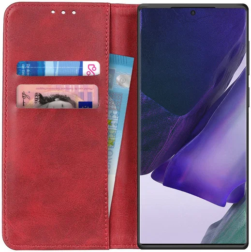 Samsung Galaxy Note 20 Ultra Hoesje Portemonnee Splitleer Rood afbeelding 1