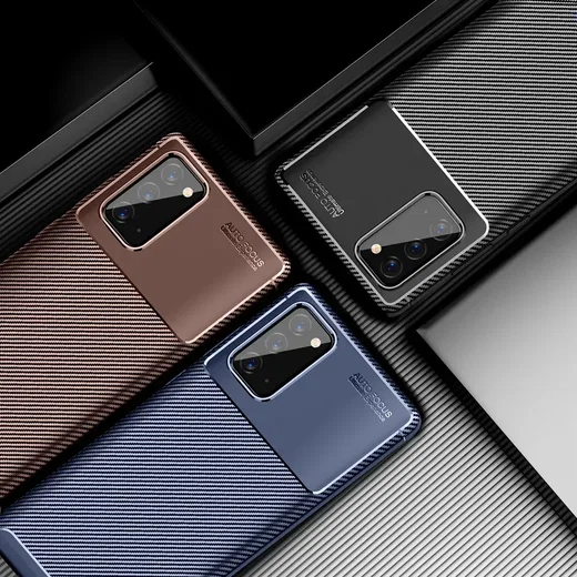 Samsung Galaxy Note 20 Hoesje Siliconen Carbon Blauw afbeelding 3