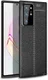 Samsung Galaxy Note 20 Ultra Litchi Hoesje TPU Met Leren Textuur Zwart afbeelding 1