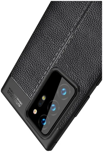 Samsung Galaxy Note 20 Ultra Litchi Hoesje TPU Met Leren Textuur Zwart afbeelding 6