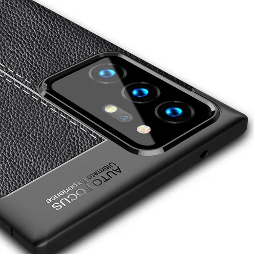 Samsung Galaxy Note 20 Ultra Litchi Hoesje TPU Met Leren Textuur Zwart afbeelding 7