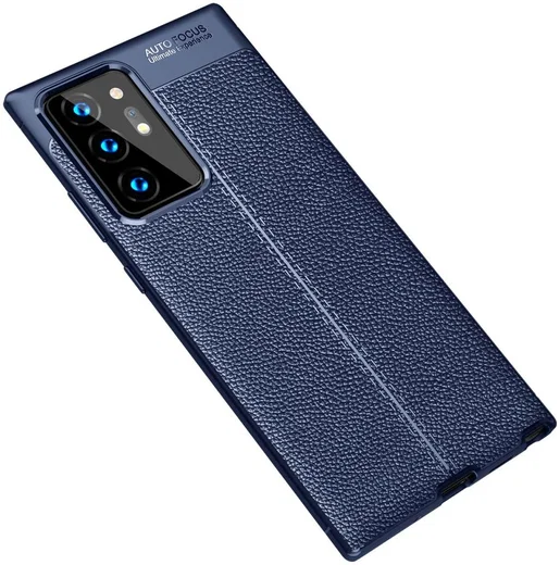 Samsung Galaxy Note 20 Ultra Litchi Hoesje TPU Met Leren Textuur Blauw afbeelding 3