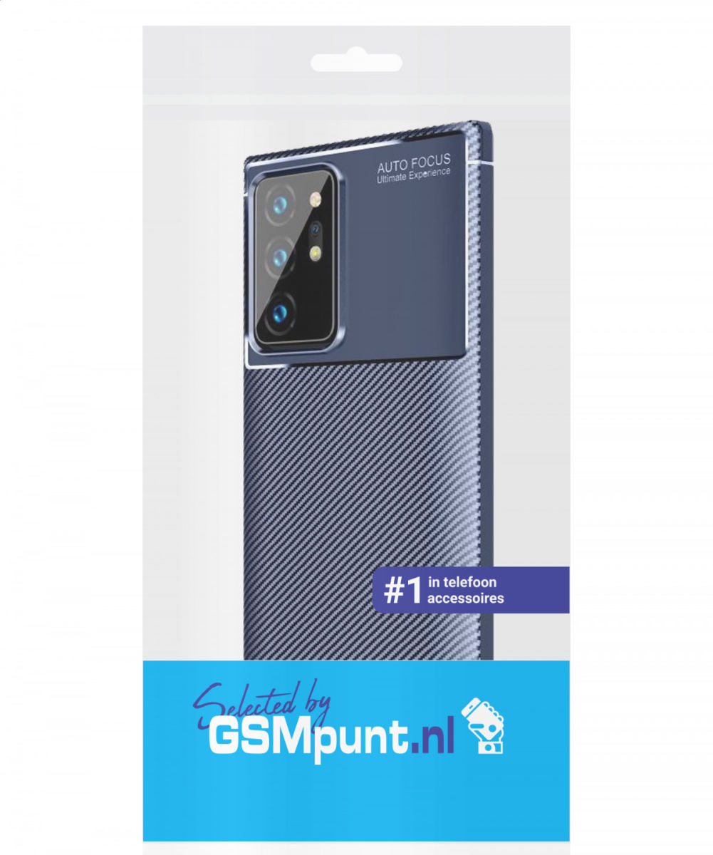 Samsung Galaxy Note 20 Ultra Hoesje Siliconen Carbon Blauw afbeelding 2