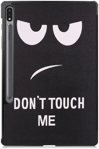 Samsung Galaxy Tab S7 Plus Hoesje Tri-Fold Don't Touch Me Print Zwart afbeelding 8