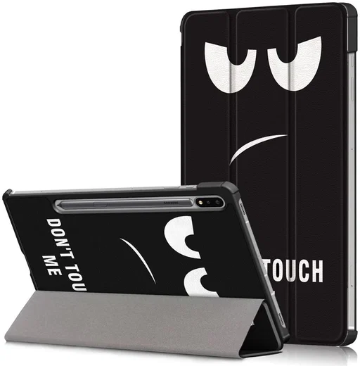 Samsung Galaxy Tab S7 Hoesje Tri-Fold Book Case Don't Touch Me Print afbeelding 1