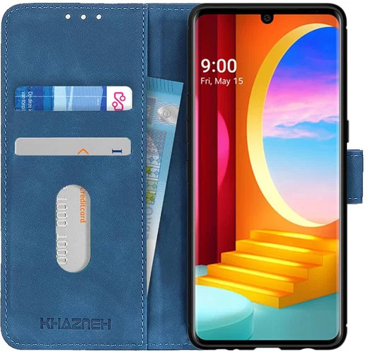KHAZNEH LG Velvet Hoesje Retro Wallet Book Case Blauw afbeelding 1