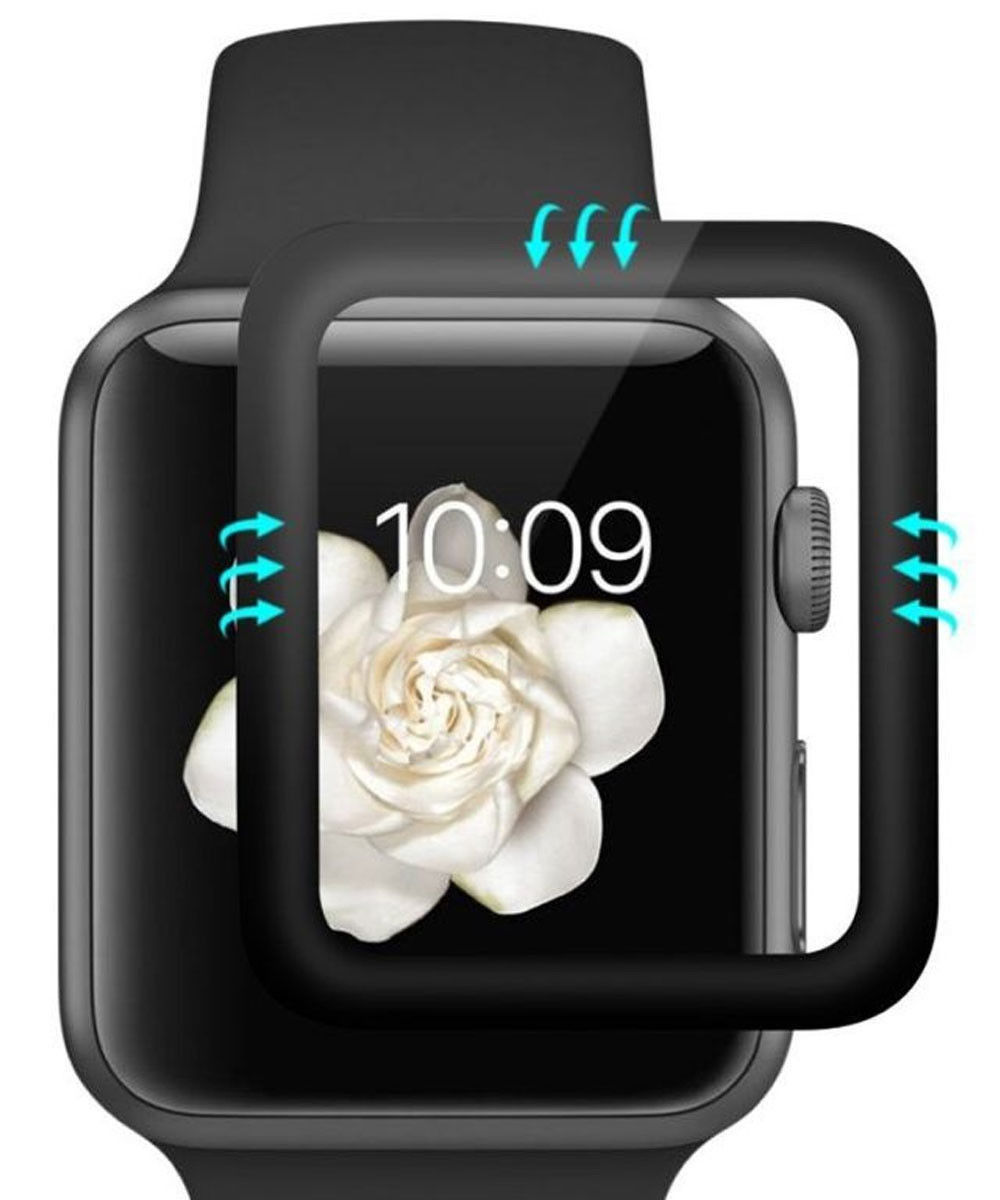 Apple Watch 38MM 2-in-1 Screenprotector 3D Volledig Dekkend Zwart afbeelding 3