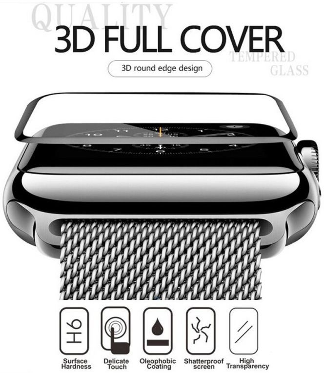 Apple Watch 38MM 2-in-1 Screenprotector 3D Volledig Dekkend Zwart afbeelding 5