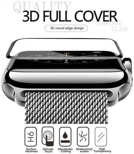 Apple Watch 42MM 2-in-1 Screenprotector 3D Volledig Dekkend Zwart afbeelding 6