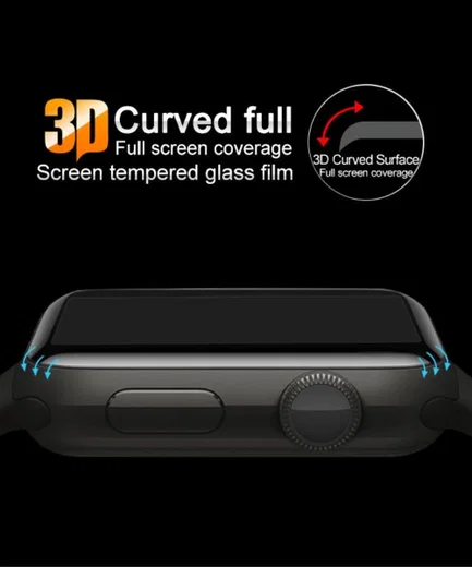 IMAK 3D Curved Apple Watch 42MM Screenprotector Tempered Glass Zwart afbeelding 4