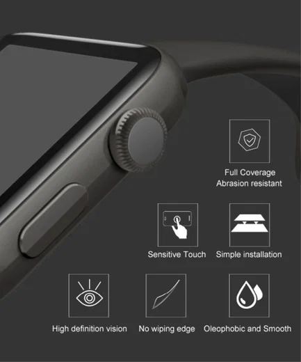 IMAK 3D Curved Apple Watch 42MM Screenprotector Tempered Glass Zwart afbeelding 6