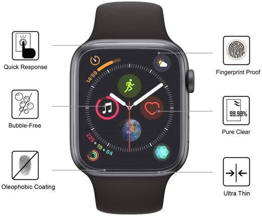 Apple Watch 4/5/6/SE 44MM Screenprotector Full Cover Tempered Glass Transparant afbeelding 3