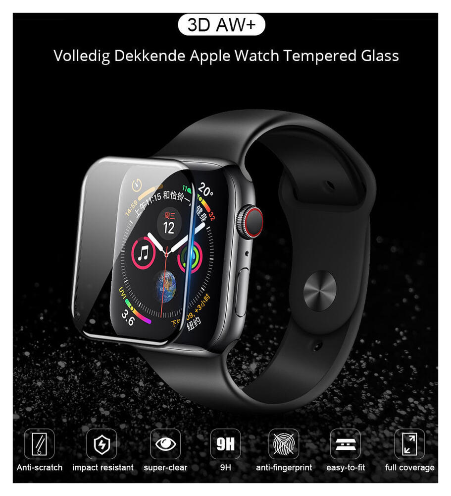 Nillkin 3D AW+ Apple Watch 44MM Screenprotector Tempered Glass Zwart afbeelding 8