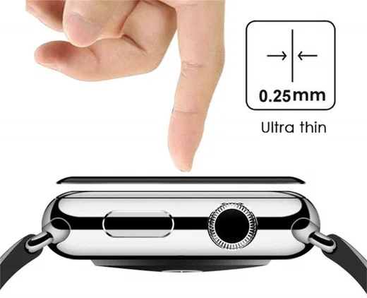 Apple Watch 42MM Screenprotector - 3D - Curved Edges Glass - Zwart (2-Pack) afbeelding 4