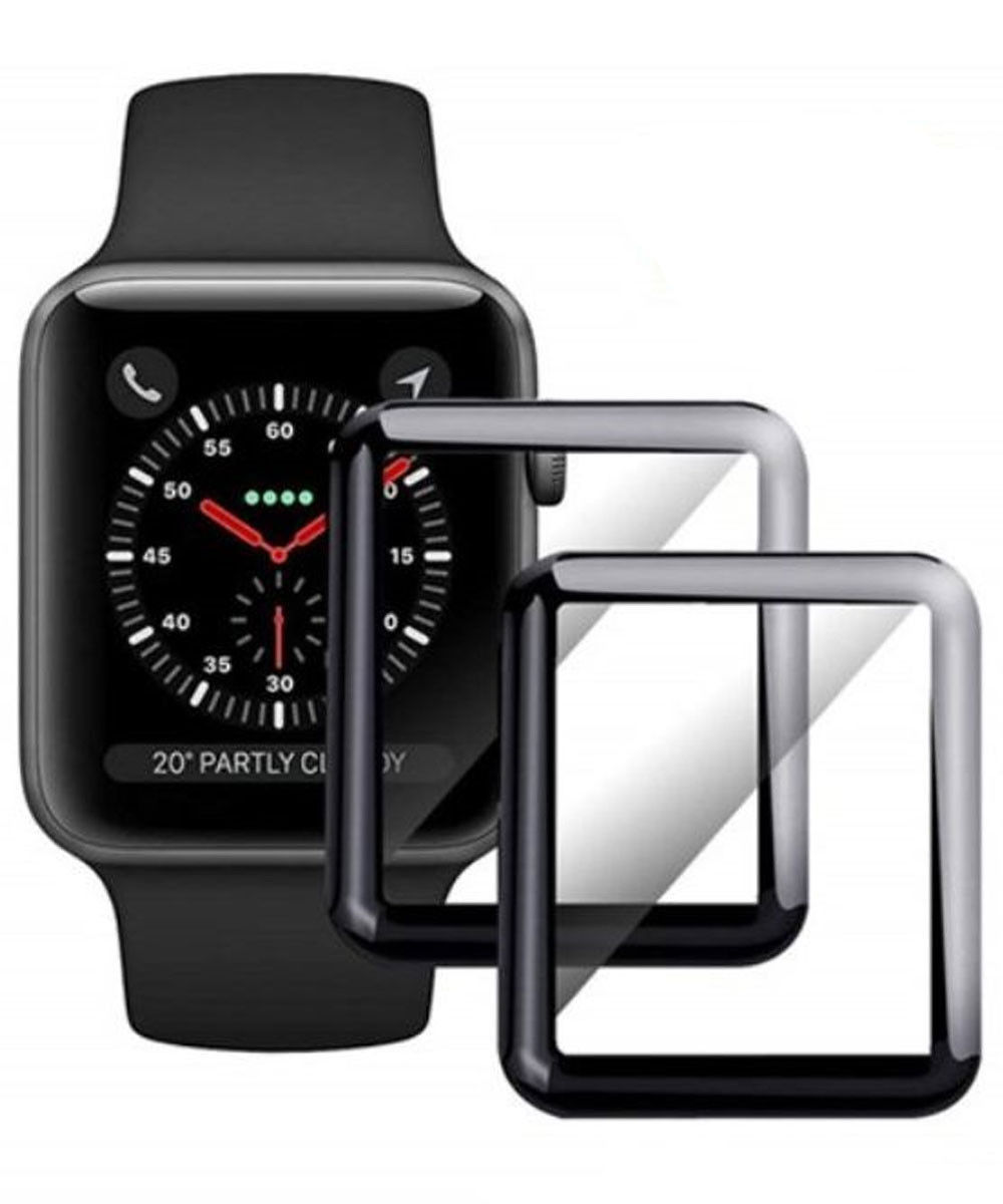 Apple Watch 42MM Screenprotector - 3D - Curved Edges Glass - Zwart (2-Pack) afbeelding 1