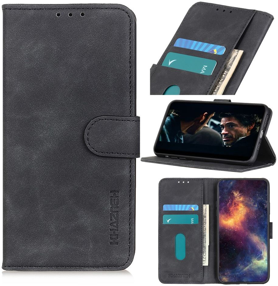 KHAZNEH OnePlus Nord Hoesje Retro Wallet Book Case Zwart afbeelding 4