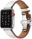 Apple Watch 41MM / 40MM / 38MM Bandje Echt Leer met RVS Vlindersluiting Wit afbeelding 2