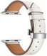 Apple Watch 41MM / 40MM / 38MM Bandje Echt Leer met RVS Vlindersluiting Wit afbeelding 4