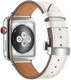 Apple Watch 41MM / 40MM / 38MM Bandje Echt Leer met RVS Vlindersluiting Wit afbeelding 3