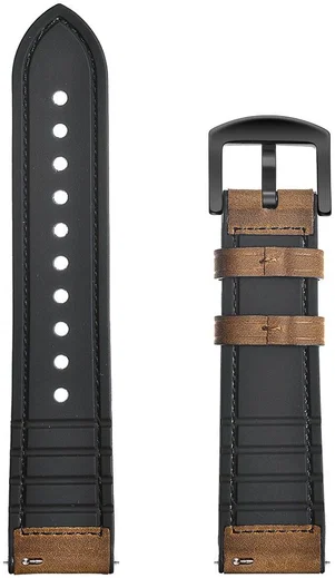 Universeel Smartwatch 22MM Bandje Cowhide Echt Leer en Siliconen Bruin afbeelding 7