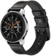 Universeel Smartwatch 22MM Bandje - Cowhide - Echt Leer en Siliconen - Zwart afbeelding 3