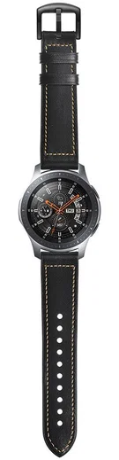 Universeel Smartwatch 22MM Bandje - Cowhide - Echt Leer en Siliconen - Zwart afbeelding 5