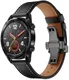 Universeel Smartwatch 22MM Bandje - Echt Leer - met Vlindersluiting - Zwart afbeelding 2