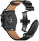Universeel Smartwatch 22MM Bandje - Echt Leer - met Vlindersluiting - Zwart afbeelding 1
