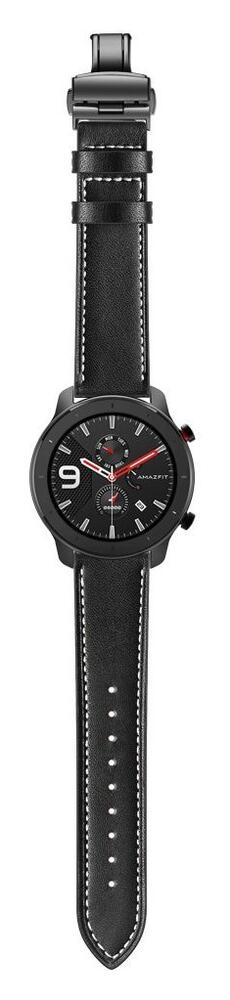 Universeel Smartwatch 20MM Bandje - Echt Leer - met Vlindersluiting - Zwart afbeelding 6