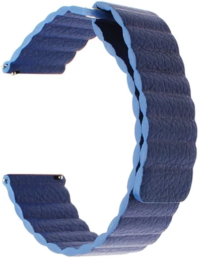 Universeel Smartwatch 22MM Bandje Echt Leer met Magneetsluiting Blauw afbeelding 2
