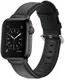 Apple Watch 45MM / 44MM / 42MM Bandje Echt Leer met Gespsluiting Zwart afbeelding 1