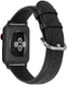 Apple Watch 45MM / 44MM / 42MM Bandje Echt Leer met Gespsluiting Zwart afbeelding 2