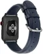 Apple Watch 45MM / 44MM / 42MM Bandje Echt Leer met Gespsluiting Blauw afbeelding 2