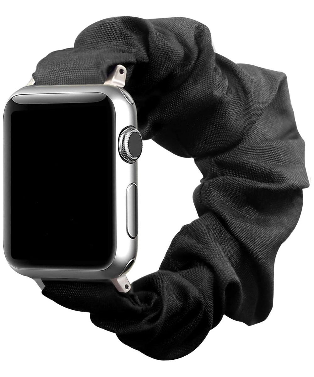 Apple Watch Bandje - 1-10/SE/Ultra - 42/41/40/38MM - Elastisch Scrunch - Zwart afbeelding 1