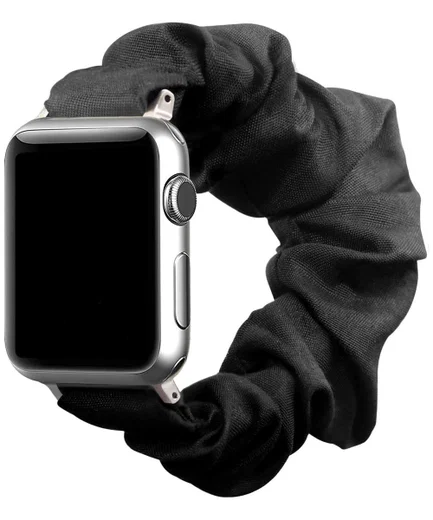 Apple Watch Bandje - 1-10/SE/Ultra - 42/41/40/38MM - Elastisch Scrunch - Zwart afbeelding 1