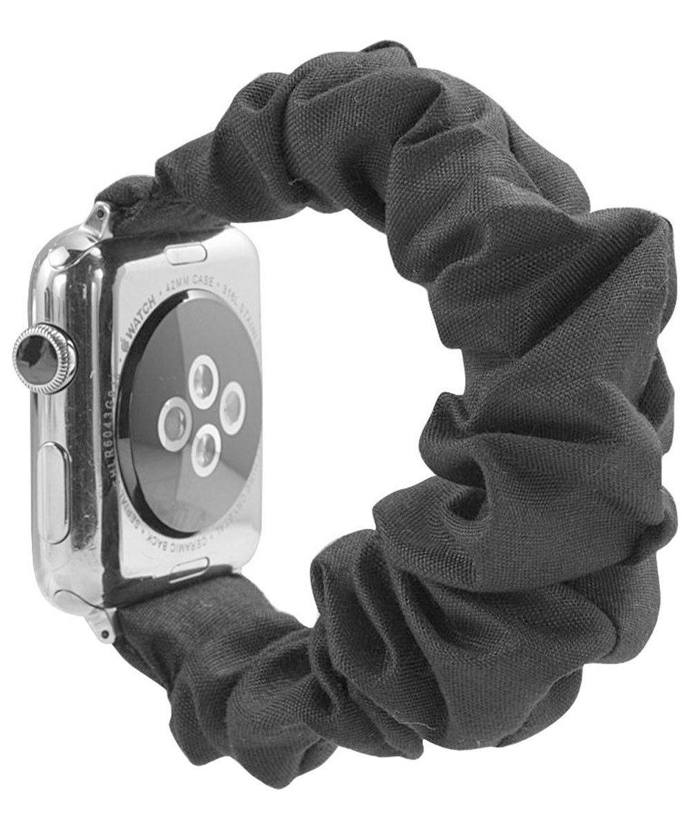 Apple Watch Bandje - 1-10/SE/Ultra - 42/41/40/38MM - Elastisch Scrunch - Zwart afbeelding 2